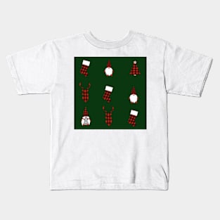 Green Christmas Pattern Kids T-Shirt